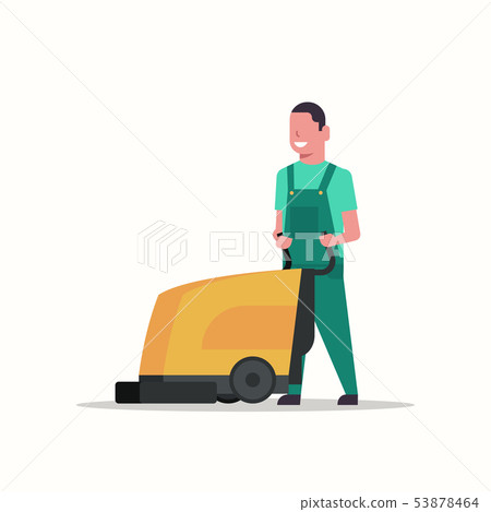man holding professional washing machine male cleaner janitor in uniform cleaning service floor care man holding professional washing machine male cleaner janitor in uniform cleaning service floor care 53878464