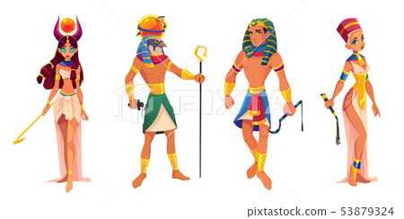 Egypt gods Hathor, Ra, rulers Pharaoh, Nefertiti 53879324
