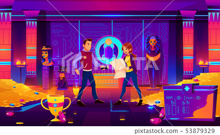 Quest escape room, Egypt pharaoh tomb with people. 53879329