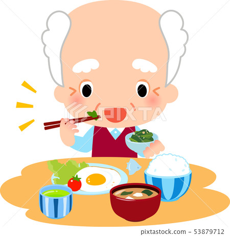 Senior men eating breakfast 53879712