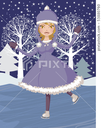 Winter skating girl 53880760