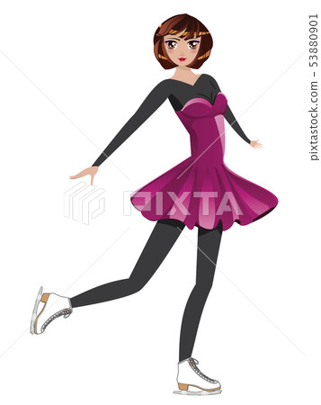 Figure Skater in Pink Dress - Stock Illustration [53880901] - PIXTA