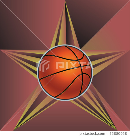 Basketball Ball on Rays Background 53880938