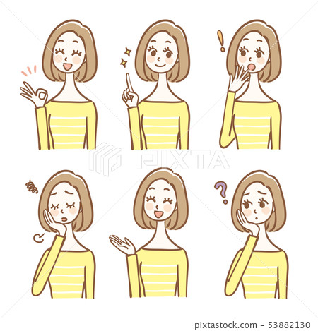 Female facial expression variation 53882130