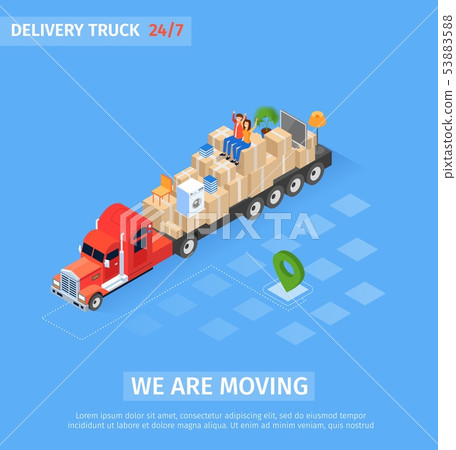 Banner Delivery Truck Inscription we are Moving. Banner Delivery Truck Inscription we are Moving. 53883588