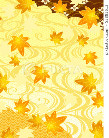 Japanese pattern Autumn leaves and flowing water background material 02 53883612
