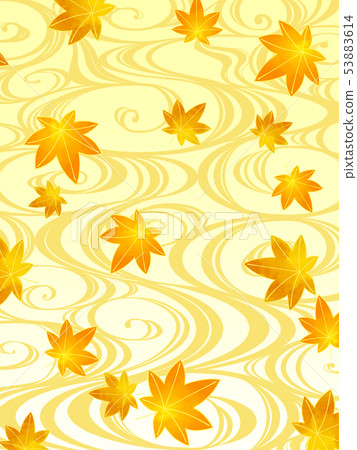 Japanese pattern Background material of colored leaves and flowing water 53883614