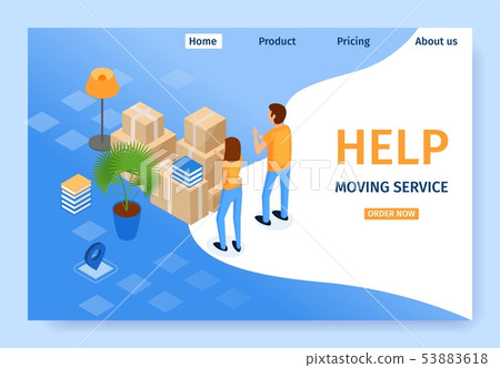 Banner Help Moving Service Vector Illustration. 53883618