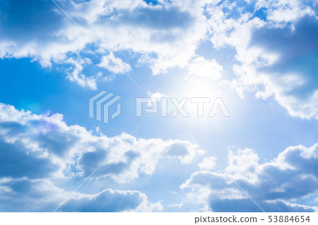Blue sky clouds sun material image Blue sky clouds sun material image 53884654