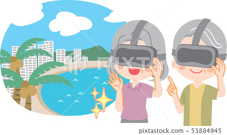Senior couple doing VR travel Senior couple doing VR travel 53884945