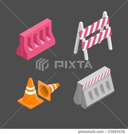 Set of isometric traffic barriers for road... - Stock Illustration ...