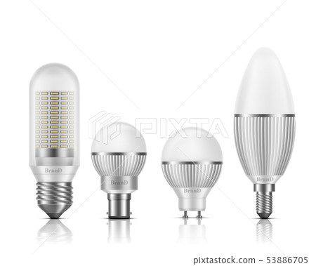 LED bulbs with different base types vector set 53886705
