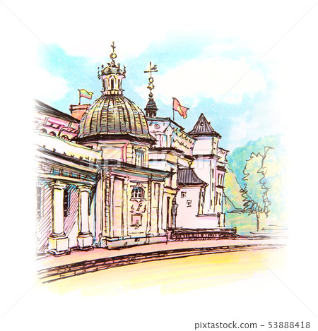 Cathedral Square in Vilnius, Lithuania 53888418