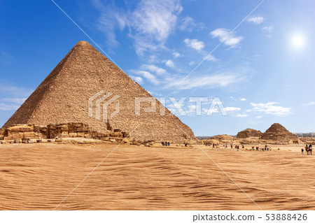 The Pyramid of Menkaure in sunny desert of Giza, Egypt 53888426