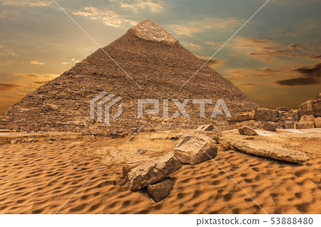 The Pyramid of Khafre, beautiful desert view, Giza, Egypt 53888480