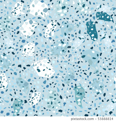 Abstract blue terrazzo seamless pattern design. - Stock Illustration ...