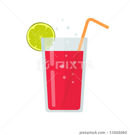 Fresh drink glass of smoothie or diet beverage cocktail vector illustration in flat cartoon design 53888860