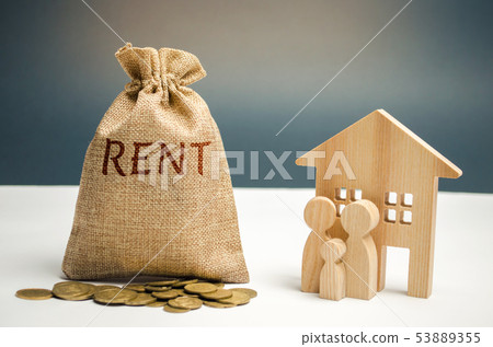 A bag with money and the inscription Rent A bag with money and the inscription Rent 53889355