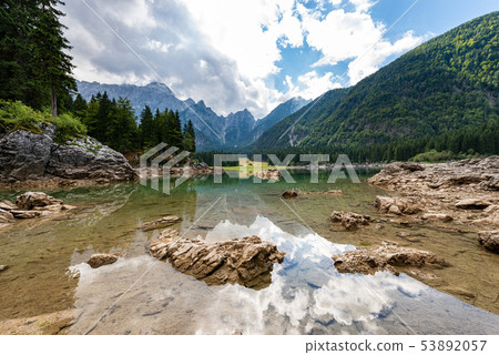 Fusine lake and Alps - Friuli Venezia Giulia Italy Fusine lake and Alps - Friuli Venezia Giulia Italy 53892057