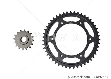 pinion and ring gear for chain motorcycle on white 53892367