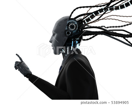 robotic businessman with cables robotic businessman with cables 53894905
