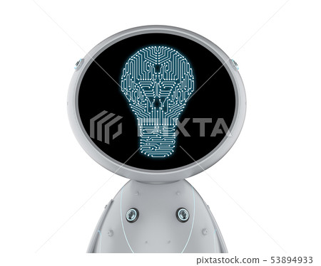 Robot with idea lightbulb 53894933