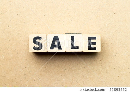 Letter block in word sale on wood background Letter block in word sale on wood background 53895352