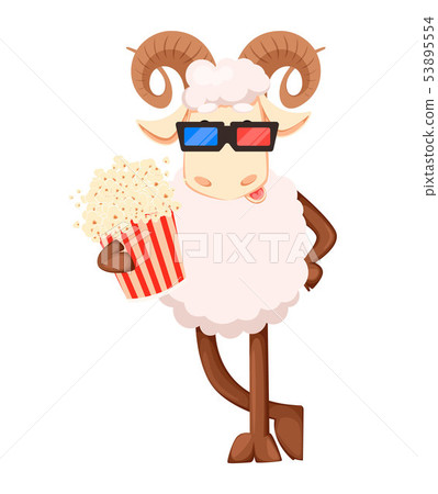 Eid al Adha Mubarak greeting card with funny ram 53895554