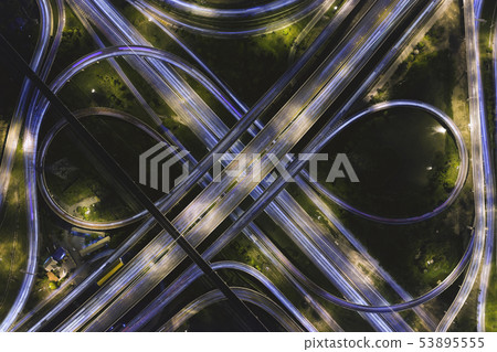 Aerial view of highway at rush hour in asia 53895555