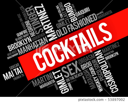 Most popular Cocktails word cloud collage 53897002