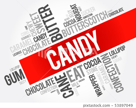 Candy word cloud collage 53897049