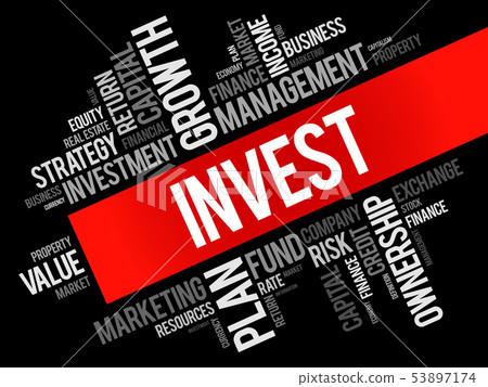 Invest word cloud collage 53897174