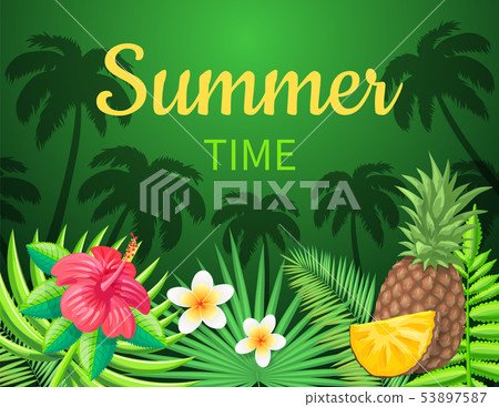 Summer Time Season Poster Vector Illustration 53897587
