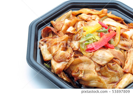 Rice cooker on rice dish Rice cooker on rice dish 53897809