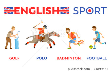 English Sport Golf and Polo Badminton and Football - Stock Illustration ...