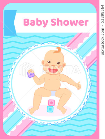 Baby Shower Greeting Card, Kid Playing with Blocks Baby Shower Greeting Card, Kid Playing with Blocks 53899564