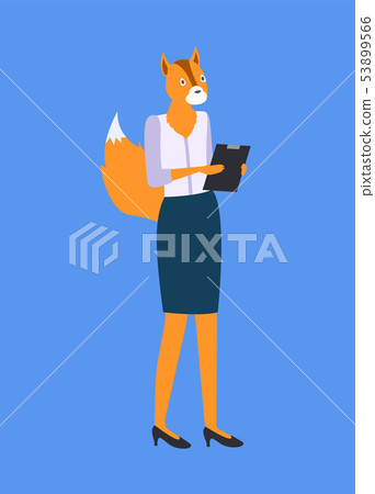 Woman with Fox or Squirrel Head and Tail Isolated 53899566