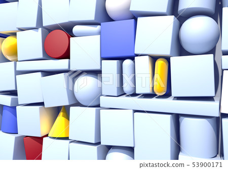 Abstract background with wall of multiple 3d shapes 53900171