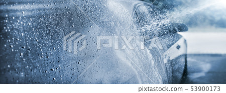Abstract carwash banner, focus only on drops of 53900173