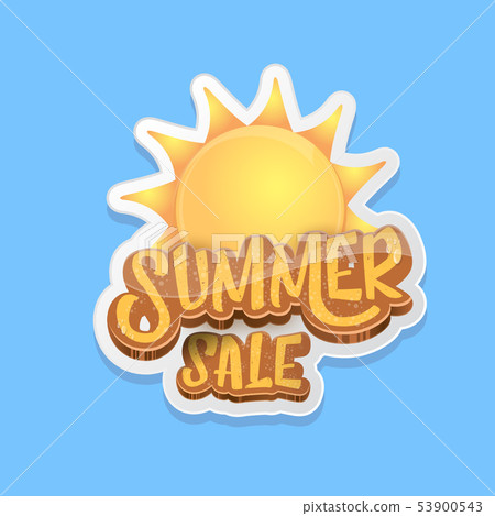 summer sale label or tag isolated on blue background. Pink Summer sale discount poster, sticker summer sale label or tag isolated on blue background. Pink Summer sale discount poster, sticker 53900543
