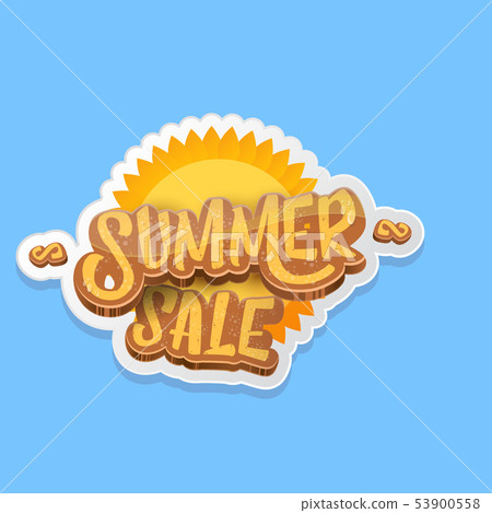 summer sale label or tag isolated on blue background. Pink Summer sale discount poster, sticker summer sale label or tag isolated on blue background. Pink Summer sale discount poster, sticker 53900558