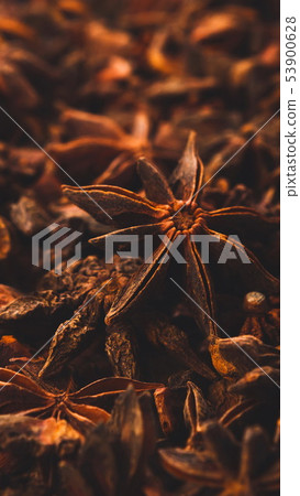 Background texture of star anise fruits and seeds Background texture of star anise fruits and seeds 53900628