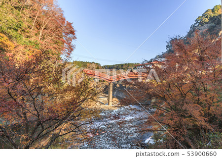 Kannon橋樑風景在Yoro谷的在秋天 Kannon橋樑風景在Yoro谷的在秋天 53900660