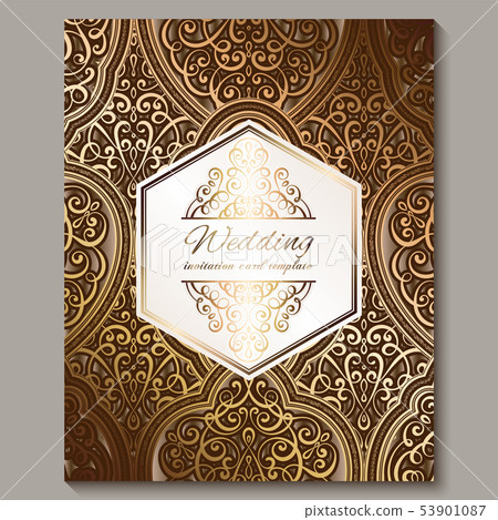 Wedding invitation card with bronze and gold shiny Wedding invitation card with bronze and gold shiny 53901087