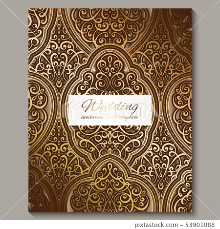 Wedding invitation card with bronze and gold shiny Wedding invitation card with bronze and gold shiny 53901088