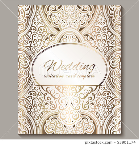 Wedding invitation card with gold shiny eastern 53901174