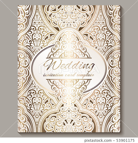 Wedding invitation card with gold shiny eastern 53901175