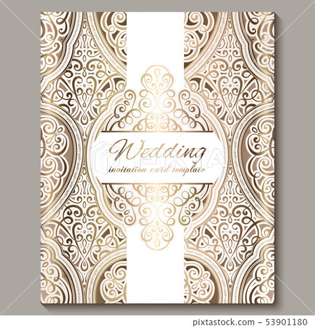 Wedding invitation card with gold shiny eastern Wedding invitation card with gold shiny eastern 53901180