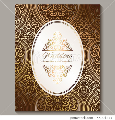 Wedding invitation card with bronze and gold shiny 53901245