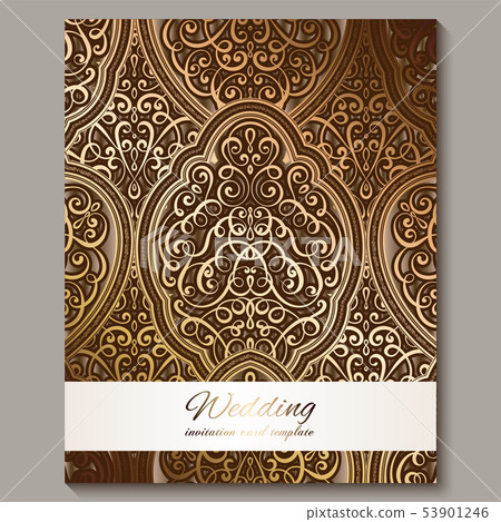 Wedding invitation card with bronze and gold shiny Wedding invitation card with bronze and gold shiny 53901246